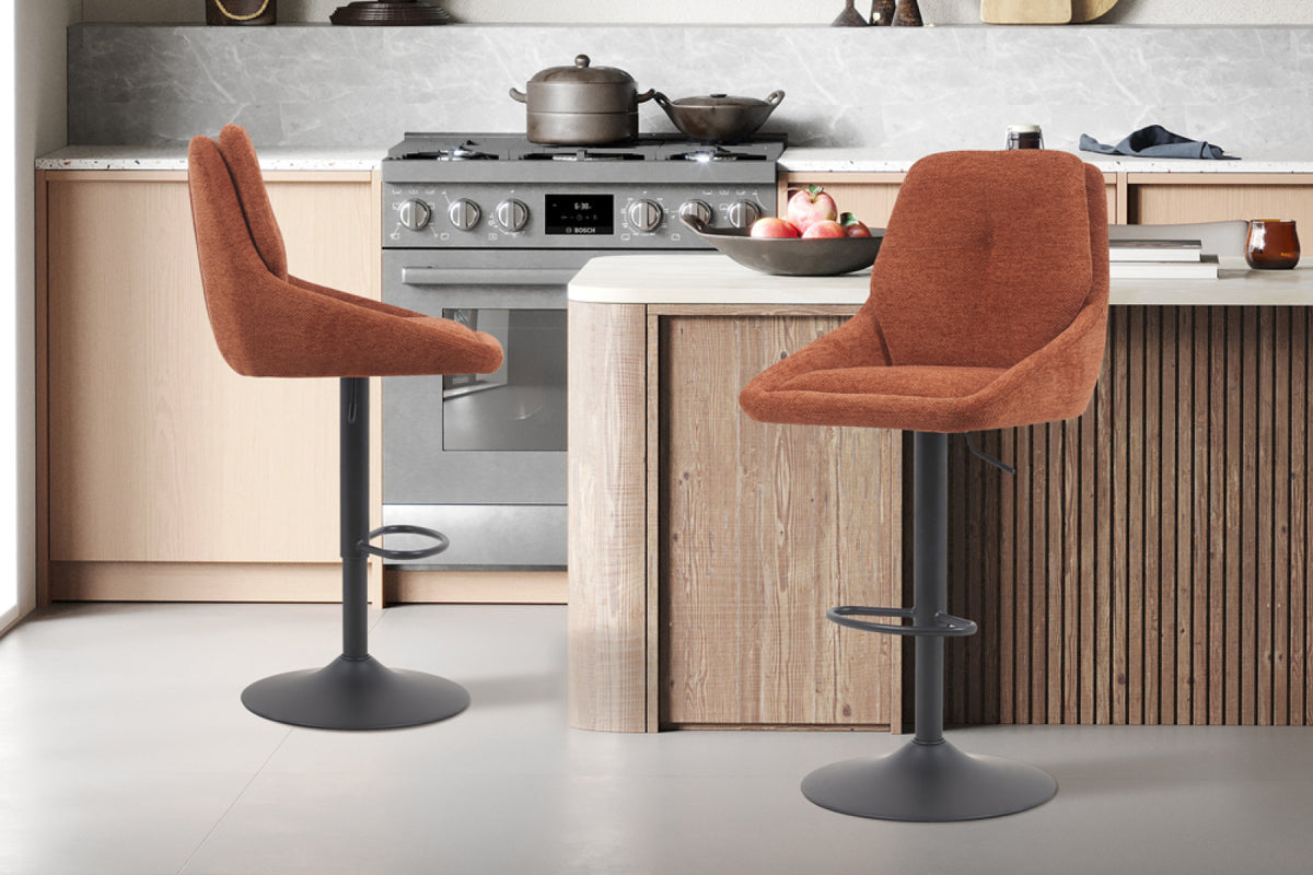 Chaise de bar Sabine – tissu pivotant rouille