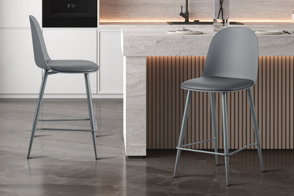 Lot de 2 chaises de comptoir Jasmin – Gris