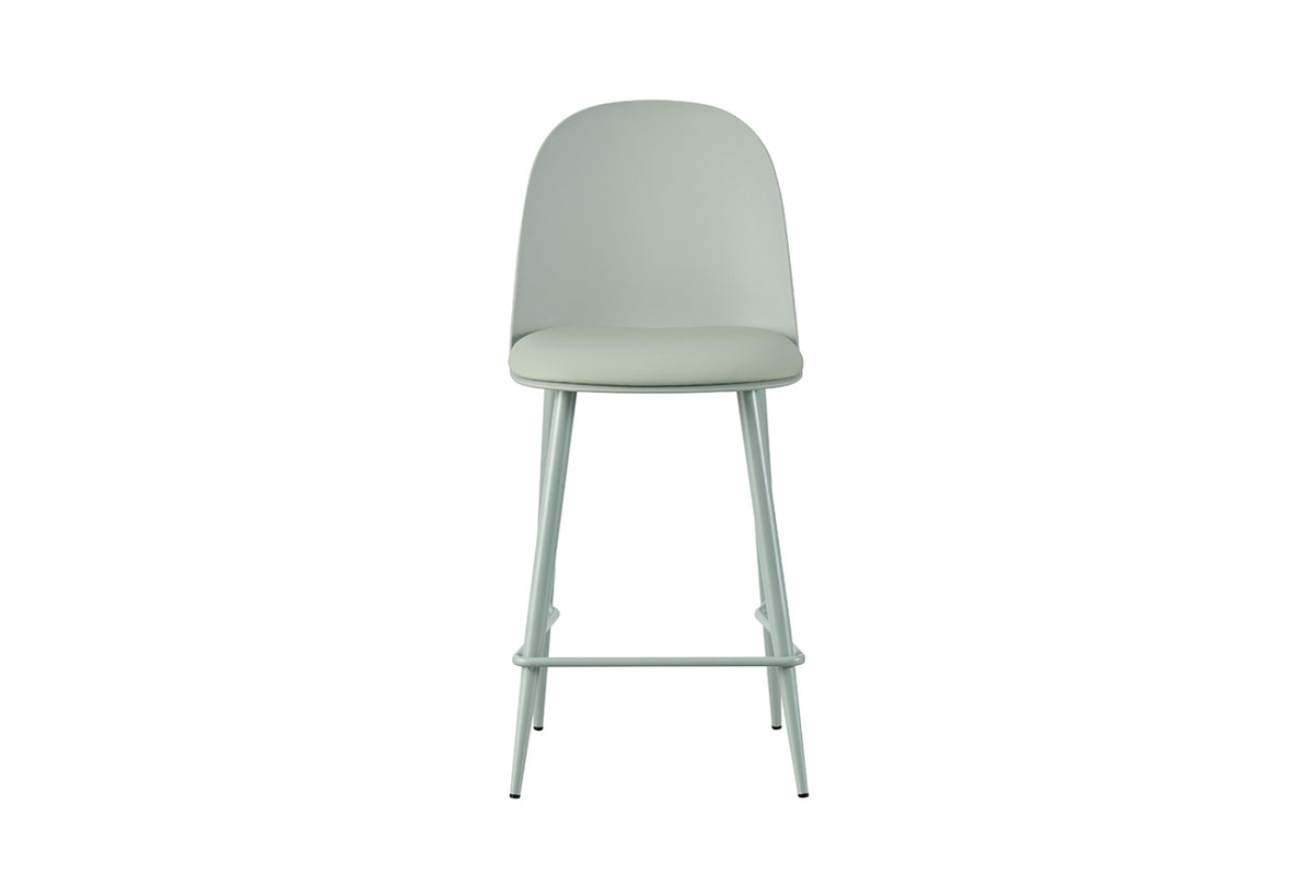 Chaise de comptoir Jasmin – assise coussin gris, vert