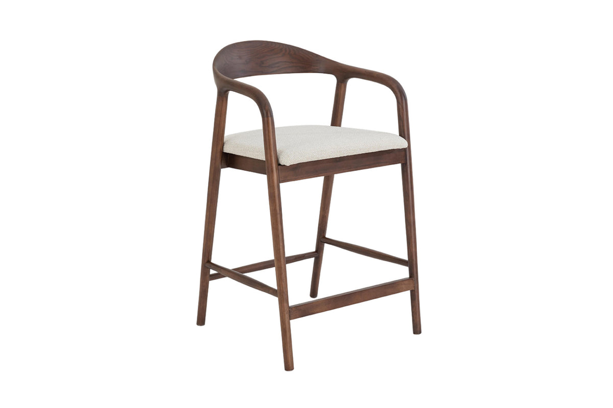 Chaise de comptoir Claire – frêne noyer milan 103 beige monté