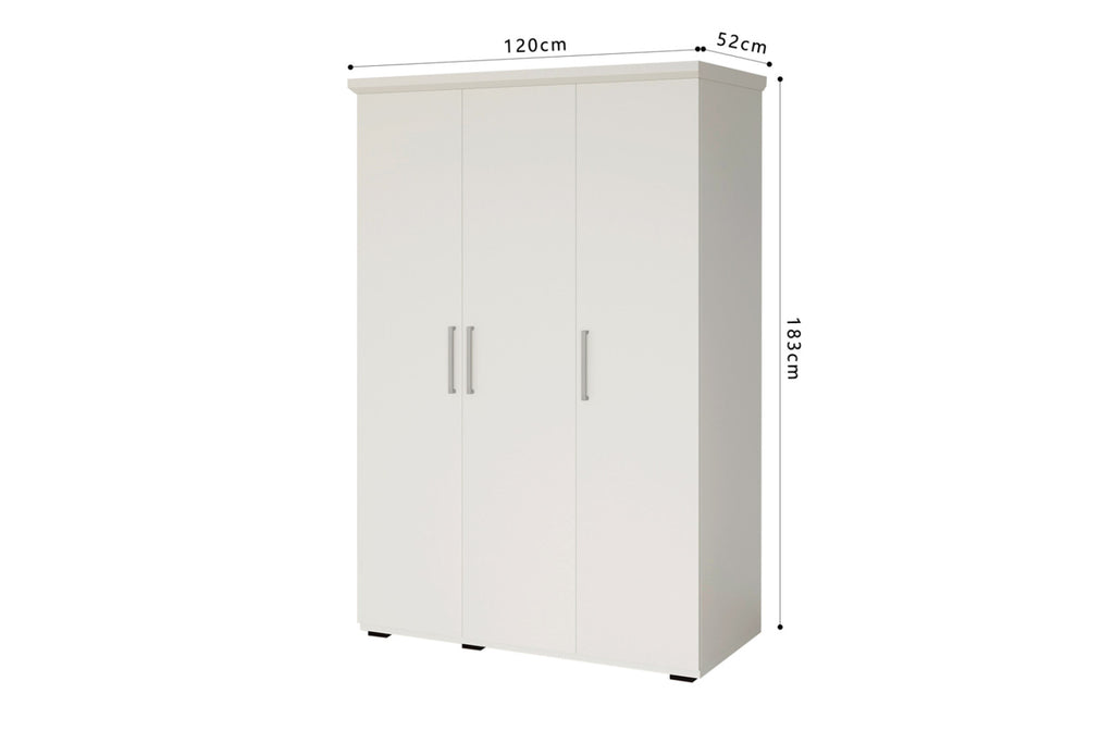 Armoire Mike – Blanc – 3 portes – 120 × 183 cm