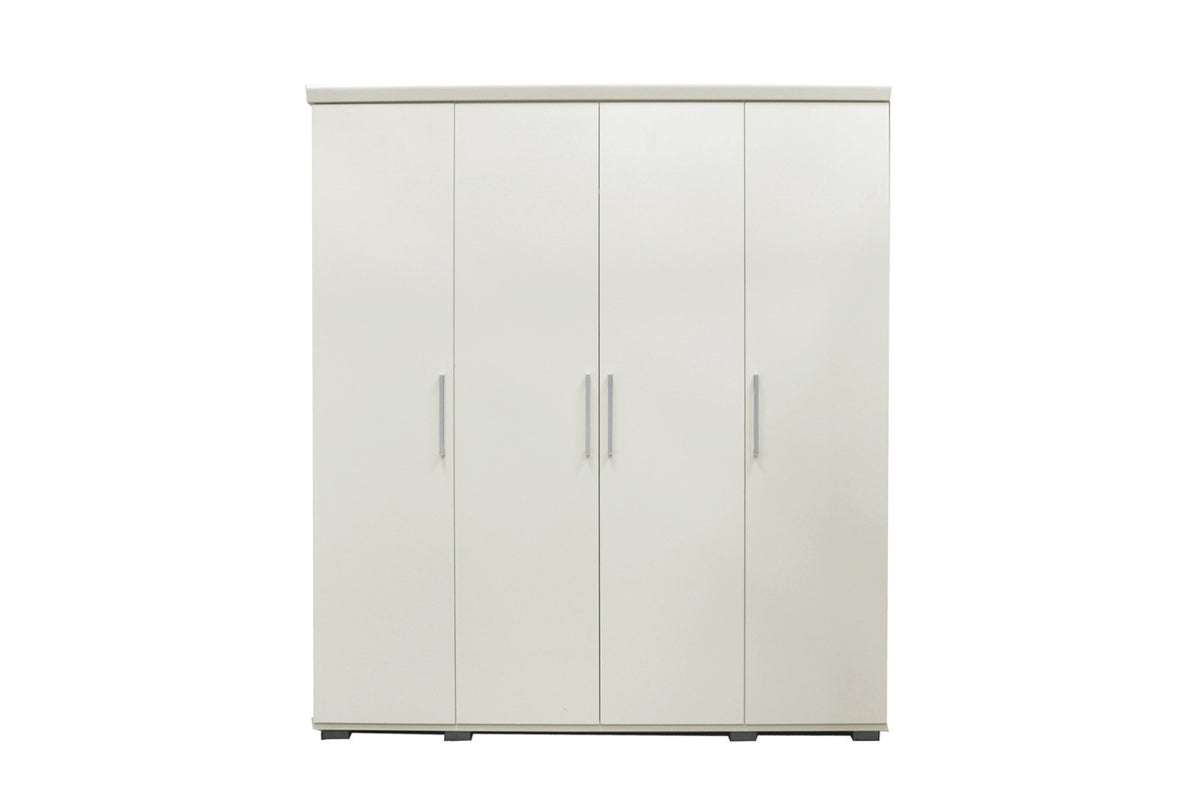Armoire Mike – Blanc – 4 portes – 160 × 183 cm