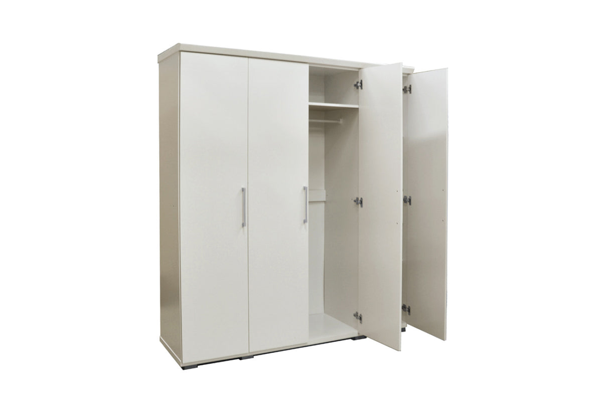 Armoire Mike – Blanc – 4 portes – 160 × 183 cm