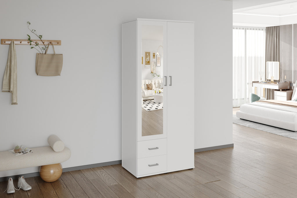 Armoire Marc – Blanc – 2 portes – 80 × 185 cm