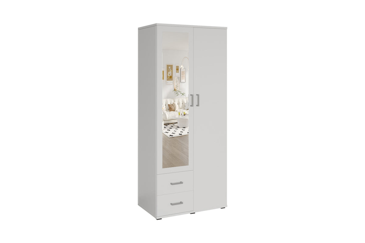 Armoire Marc – 2 portes avec miroir blanc