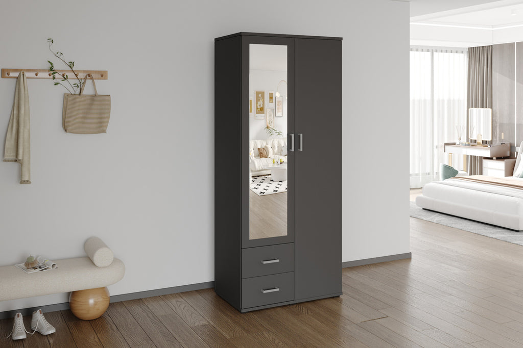 Armoire Marc – Gris foncé – 2 portes – 80 × 185 cm