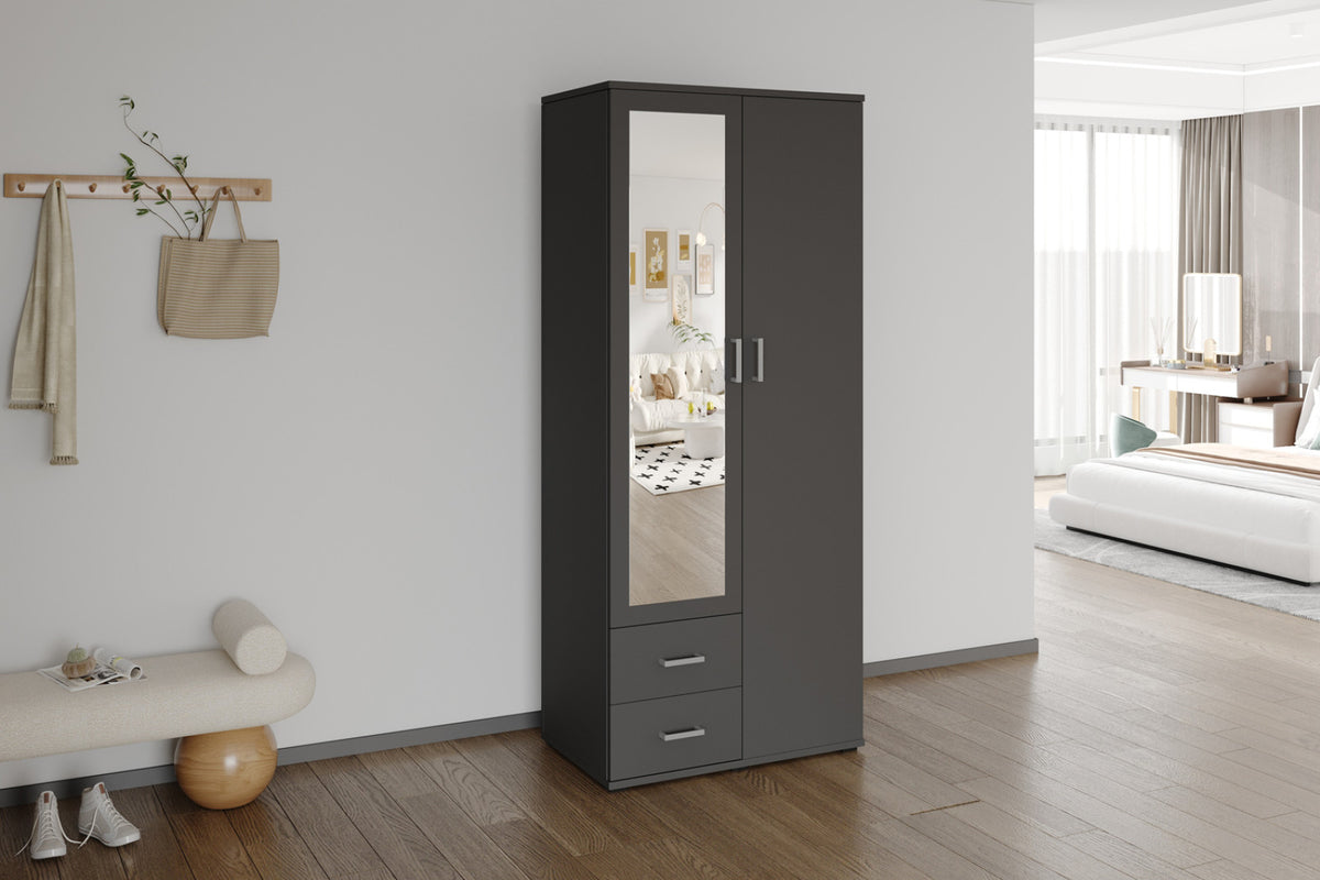 Armoire Marc – Gris foncé – 2 portes – 80 × 185 cm