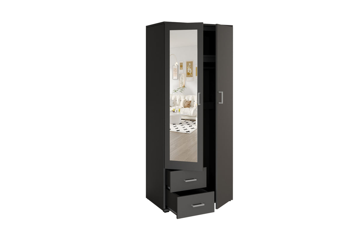 Armoire Marc – Gris foncé – 2 portes – 80 × 185 cm