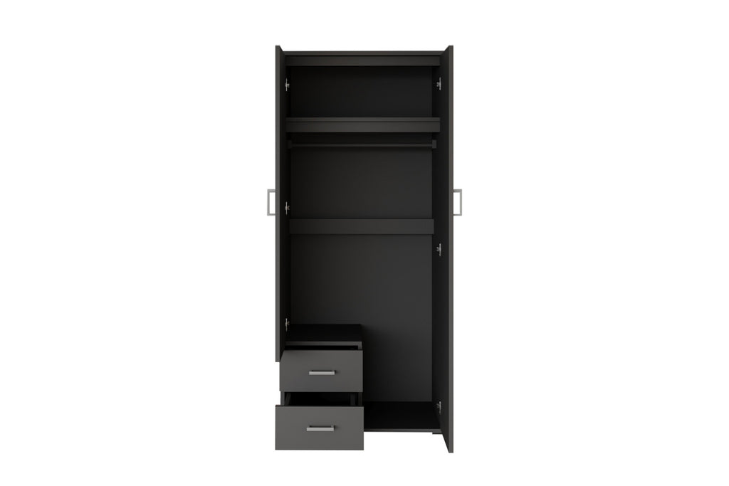 Armoire Marc – Gris foncé – 2 portes – 80 × 185 cm