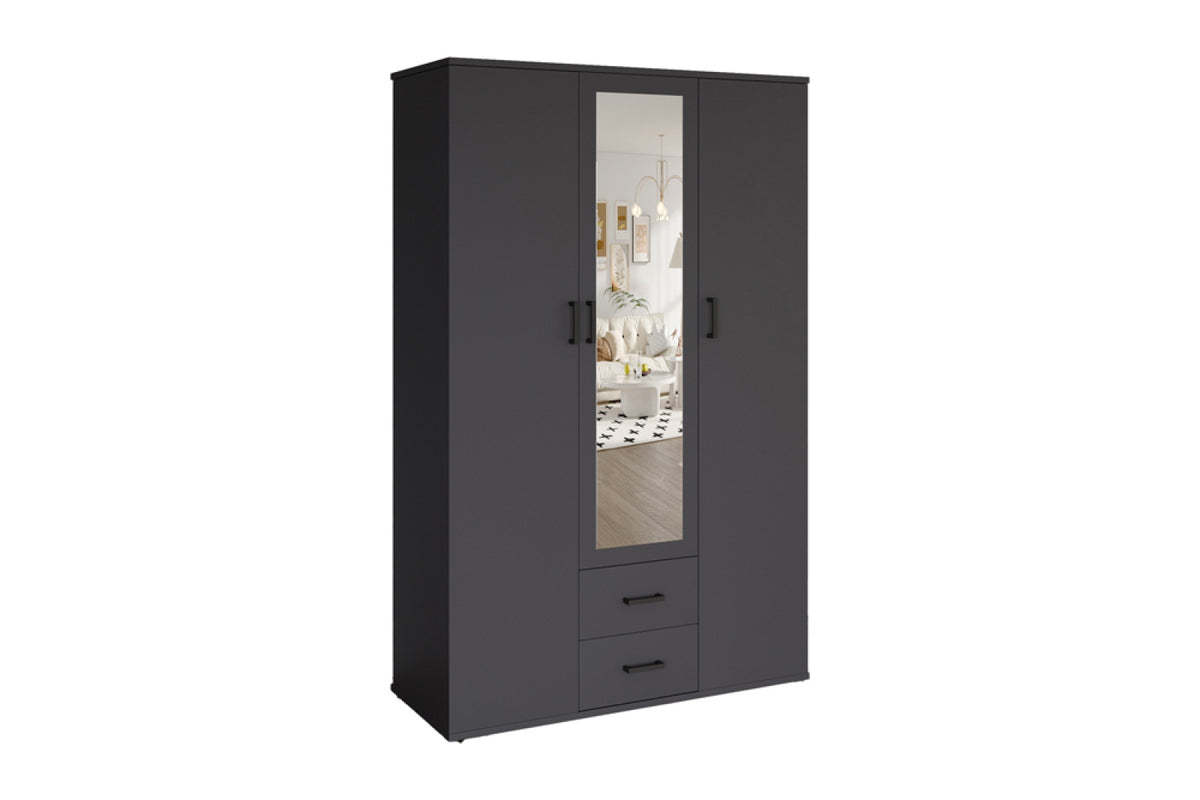 Armoire Marc – Gris foncé – 3 portes – 120 × 185 cm