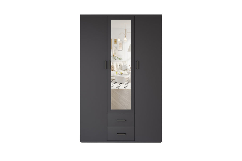 Armoire Marc – Gris foncé – 3 portes – 120 × 185 cm