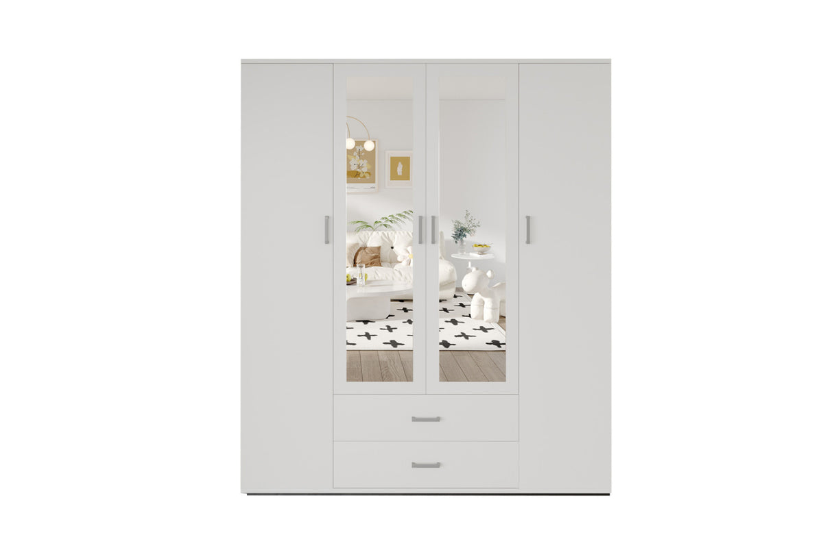 Armoire Marc – 4 portes avec 2 miroirs blanc