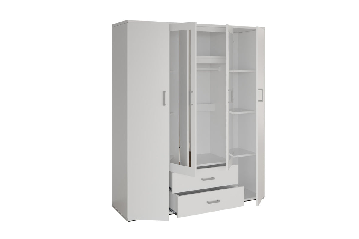 Armoire Marc – Blanc – 4 portes – 160 × 185 cm