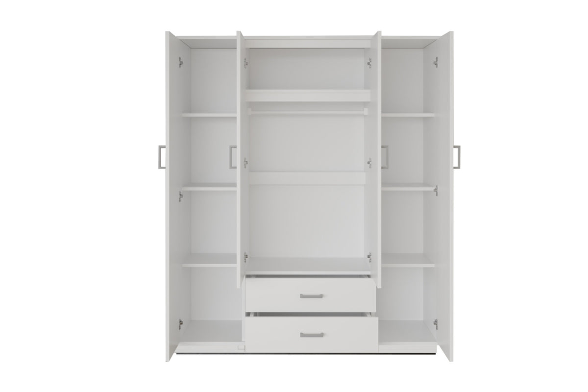 Armoire Marc – Blanc – 4 portes – 160 × 185 cm