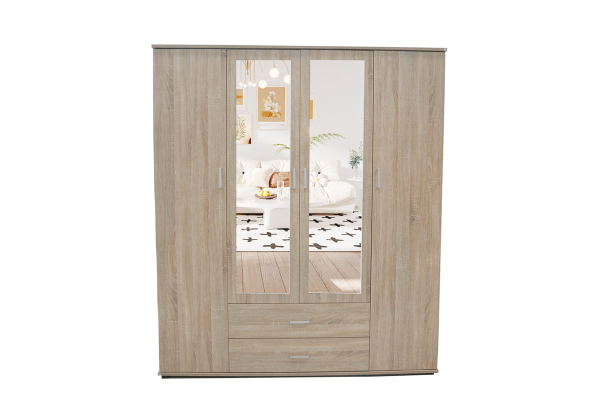 Armoire Marc – 4 portes avec 2 miroirs sonoma