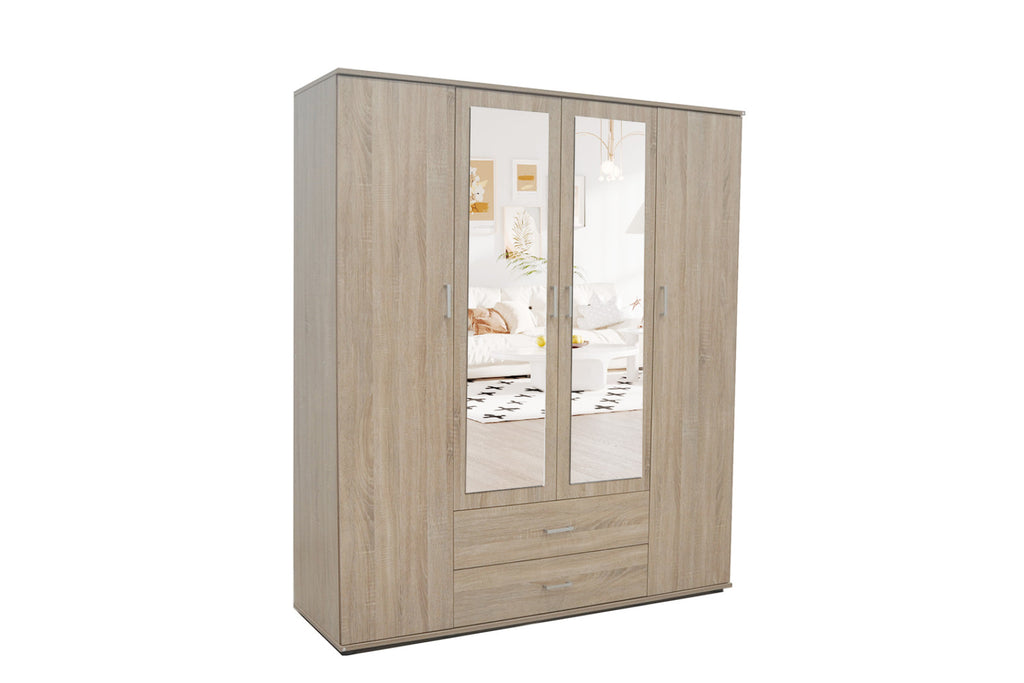 Armoire Marc – Sonoma – 4 portes – 160 × 185 cm