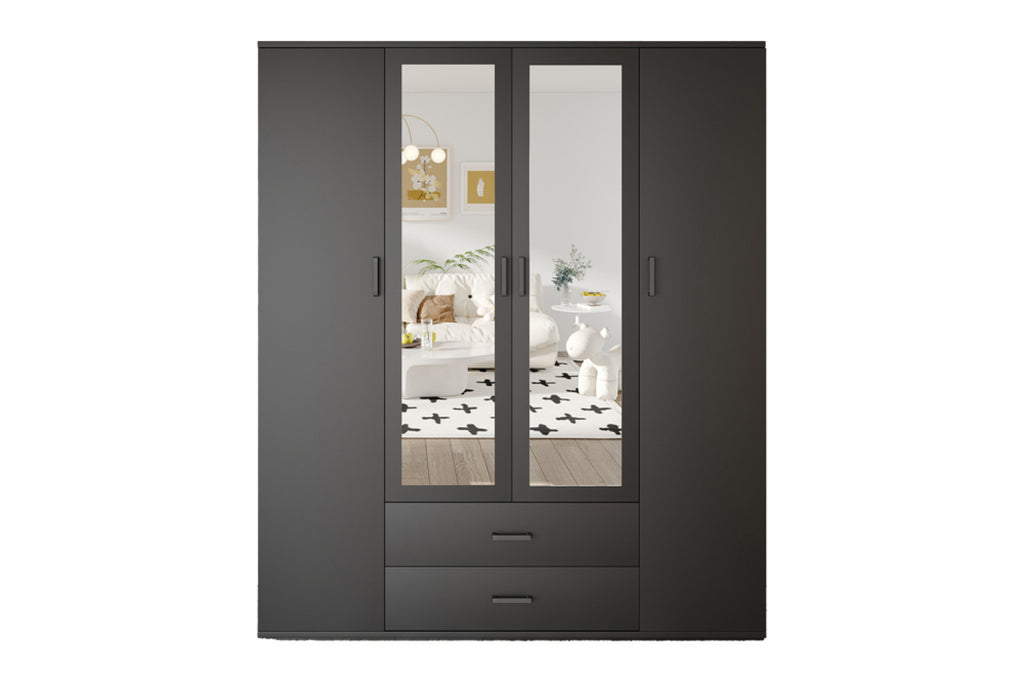 Armoire Marc – Gris foncé – 4 portes – 160 × 185 cm