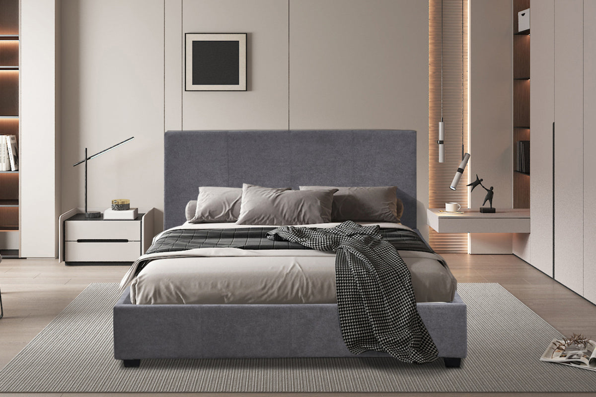 Lit Roma – avec sommier tissu gris – 140x200 cm