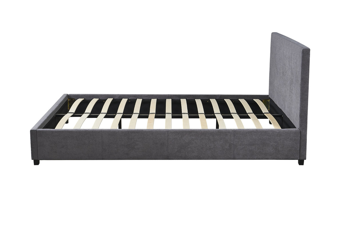 Lit Roma – Tissu gris, 140 × 200 cm – vue 5
