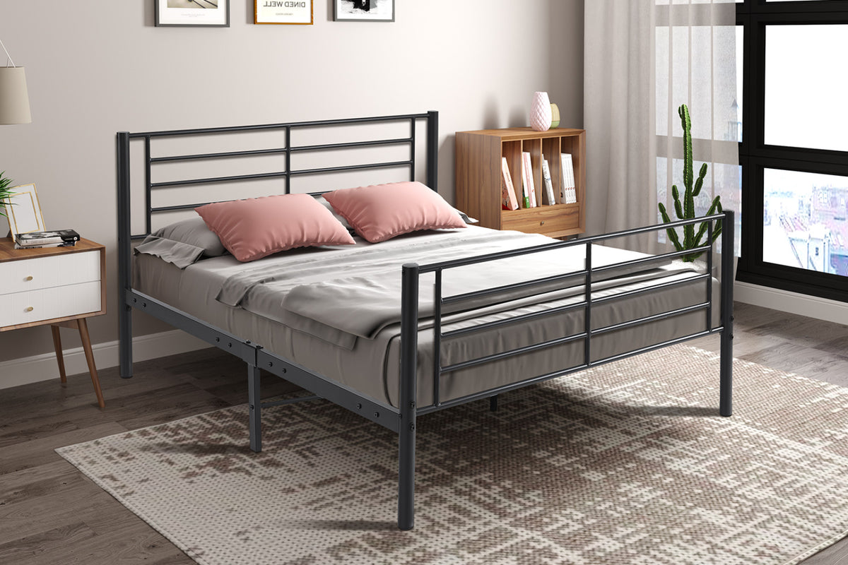Lit Sammy – métal gris foncé – 140x200 cm