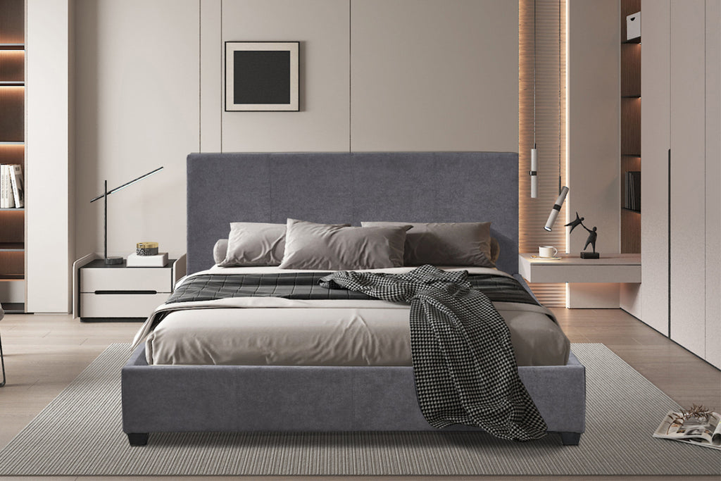 Lit Roma – avec sommier tissu gris – 160x200 cm