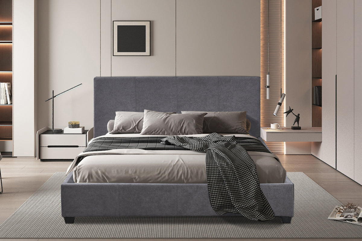Lit Roma – avec sommier tissu gris – 160x200 cm