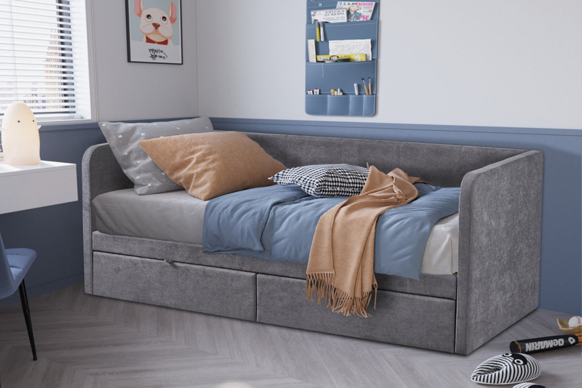 Lit Parma – avec sommier tissues gris – 90x200 cm
