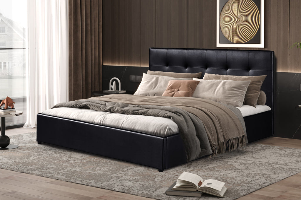 Lit coffre Porto – avec sommier noir – 160x200 cm