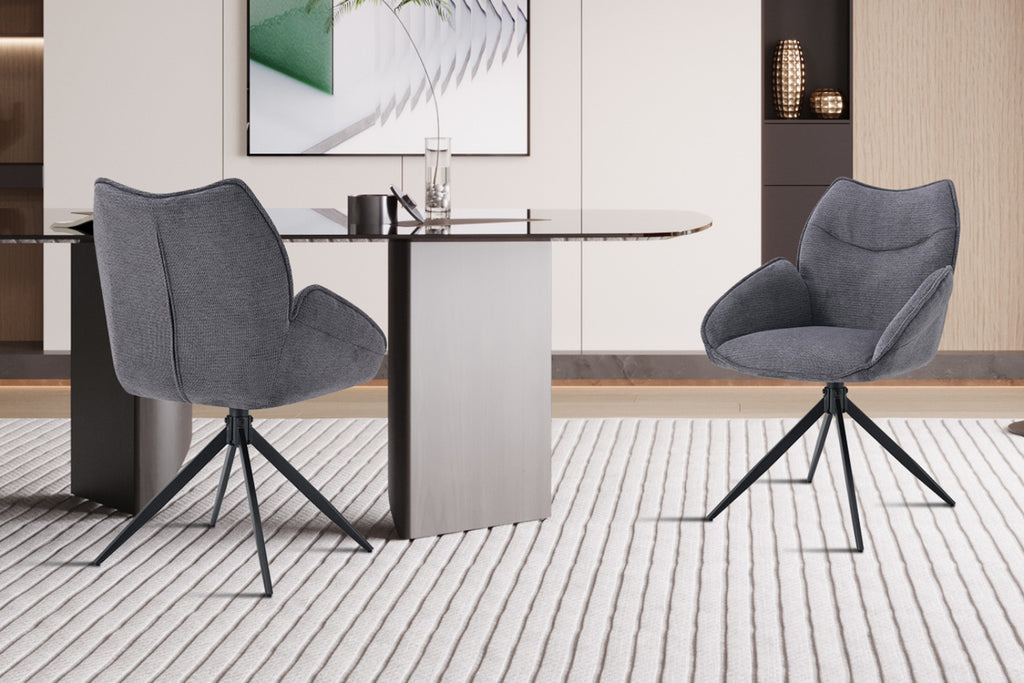 Lot de 2 chaises pivotantes Mahi – Gris foncé