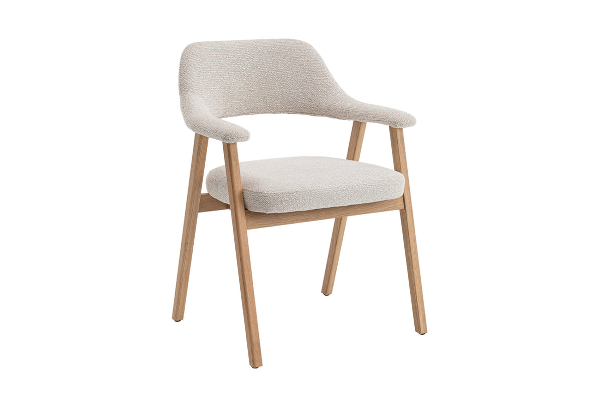 Lot de 2 chaises Coralie – Chêne naturel, tissu beige