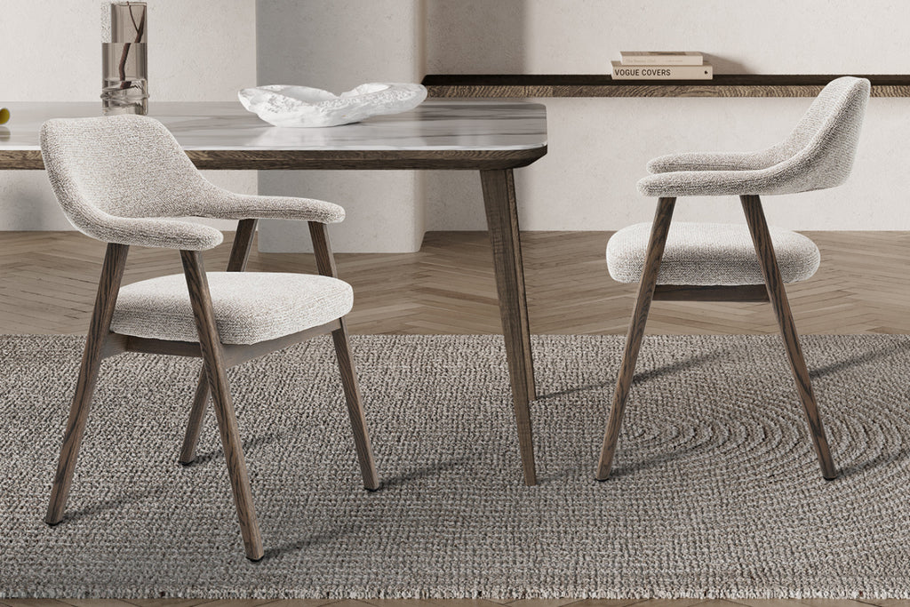 Lot de 2 chaises Coralie – Chêne fumé, tissu sable
