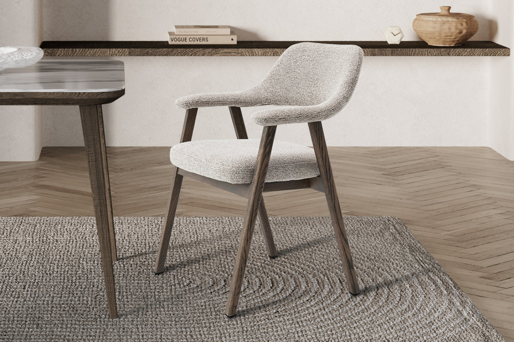 Lot de 2 chaises Coralie – Chêne fumé, tissu sable