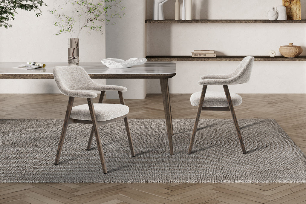 Lot de 2 chaises Coralie – Chêne fumé, tissu sable
