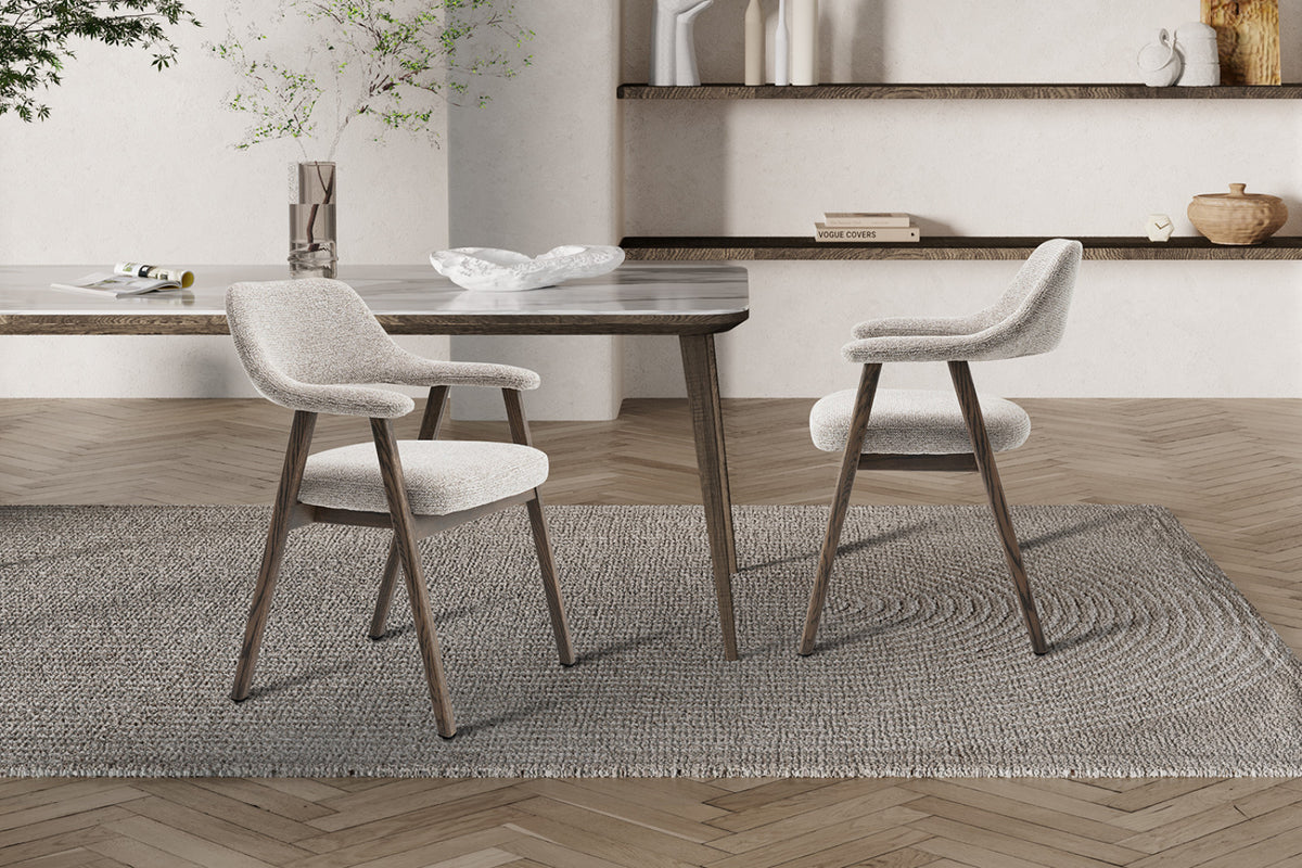 Lot de 2 chaises Coralie – Chêne fumé, tissu sable
