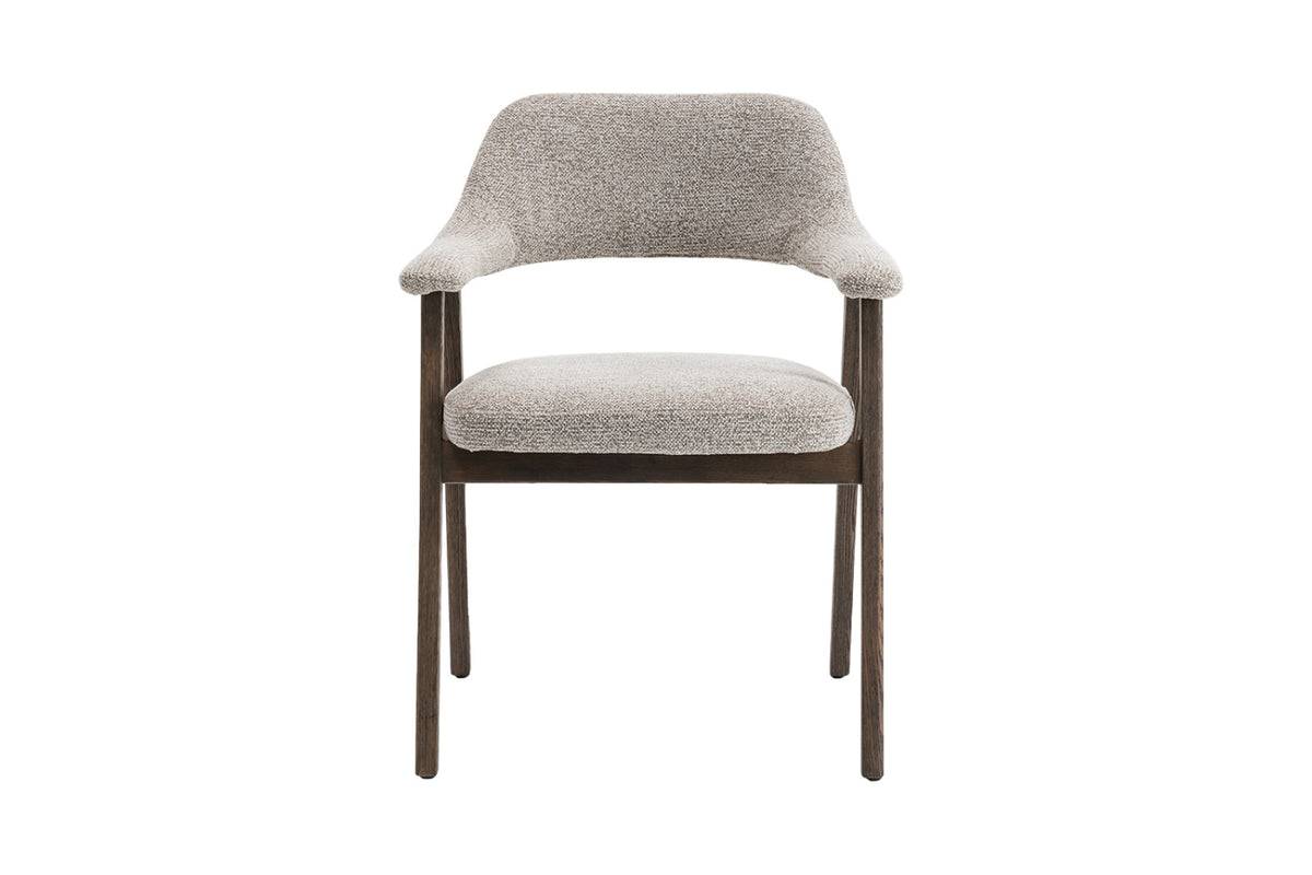 Chaise Coralie – chêne massif fumé tissu sable