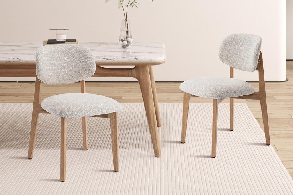 Lot de 2 chaises Carmen – Chêne naturel, tissu beige