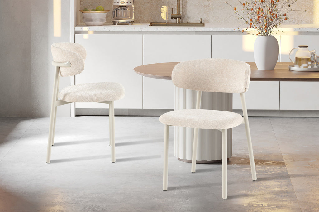 Chaise Coco – gris, tissu beige