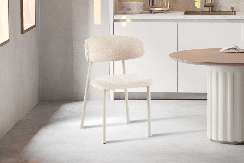 Chaise Coco – gris, tissu beige