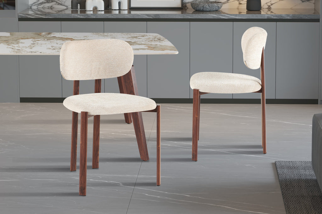 Chaise Jade – noyer, tissu beige