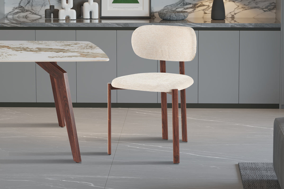 Chaise Jade – noyer, tissu beige
