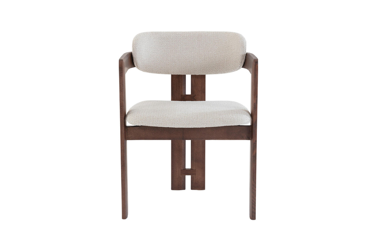 Chaise Camille – frêne noyer tissu beige monté