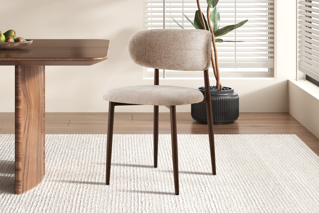 Chaise Nono – noyer, tissu beige