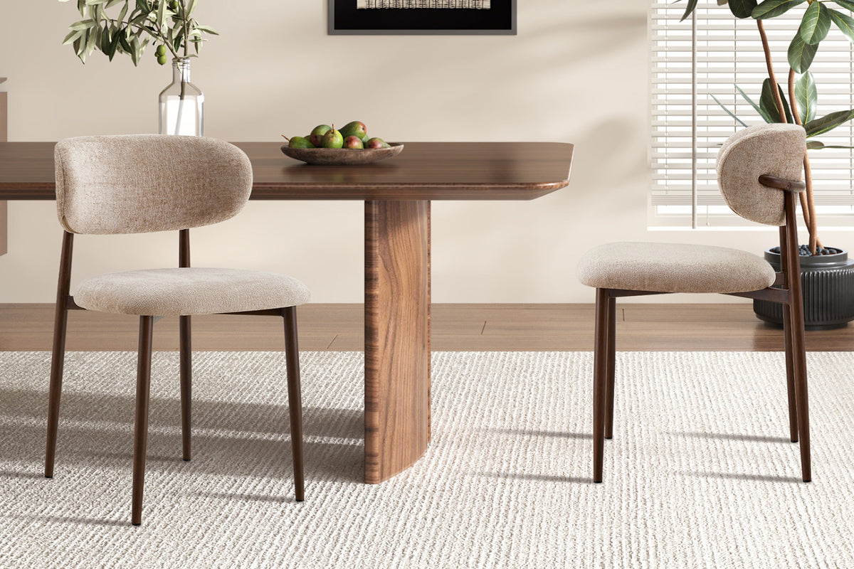 Chaise Nono – noyer, tissu beige