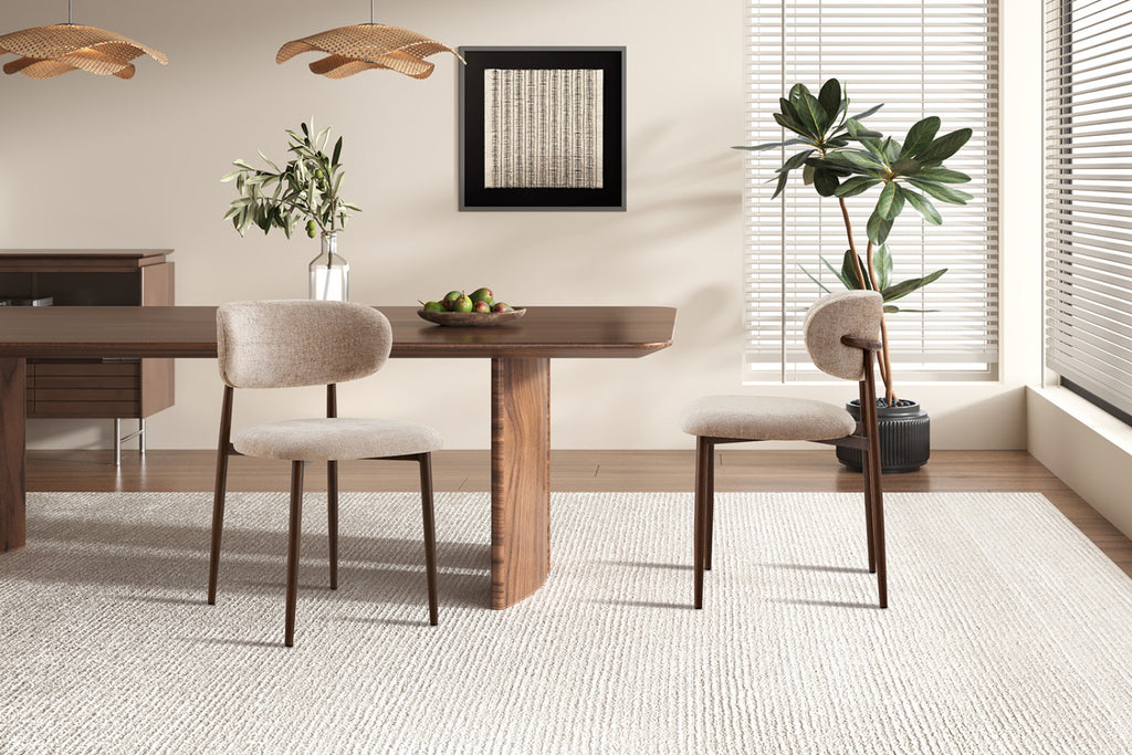 Chaise Nono – noyer, tissu beige