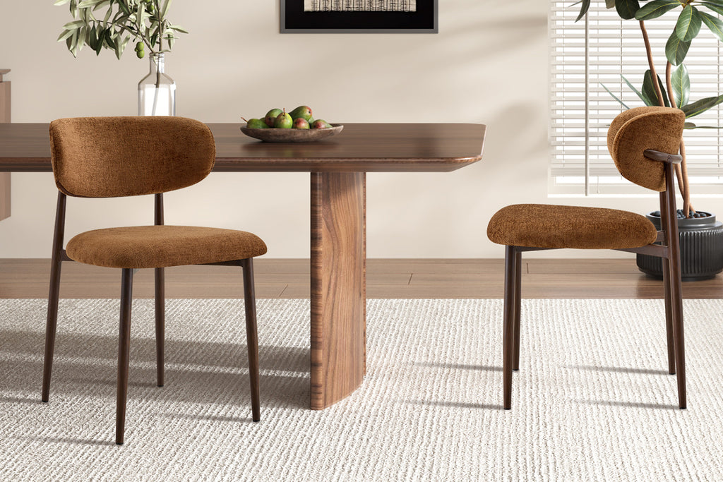 Chaise Nono – noyer, tissu marron clair