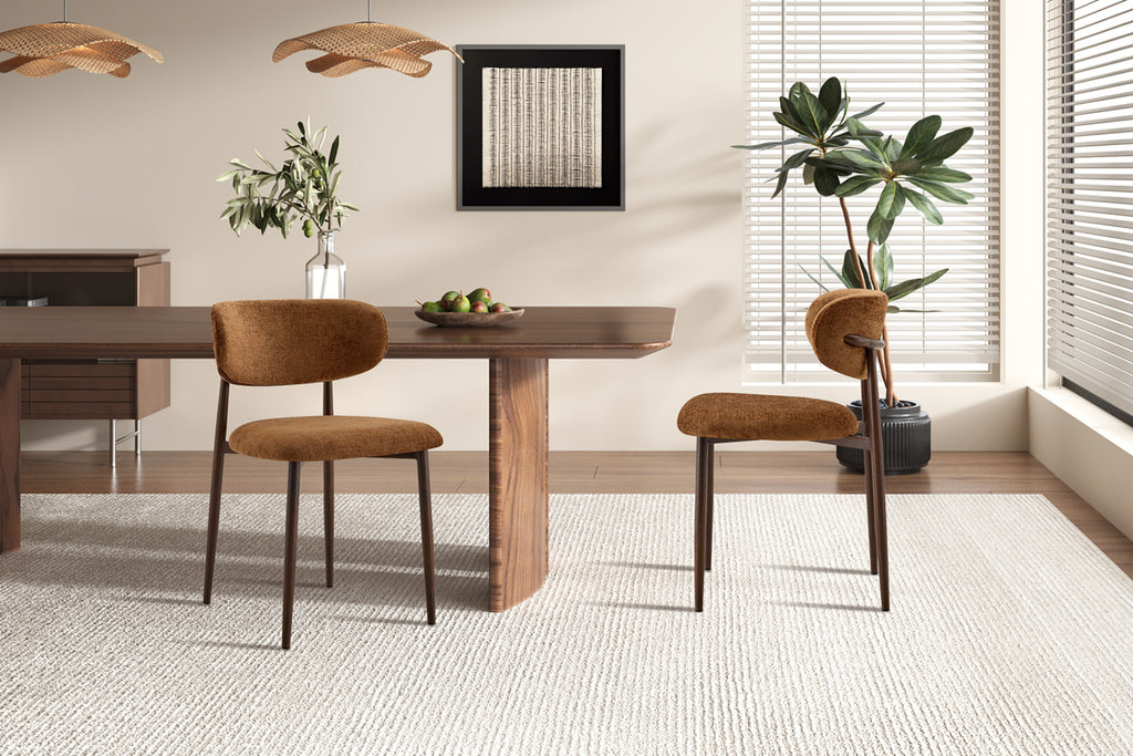 Chaise Nono – noyer, tissu marron clair