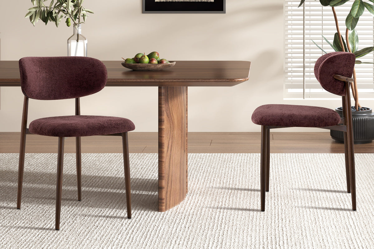 Chaise Nono – noyer, tissu mauve foncé