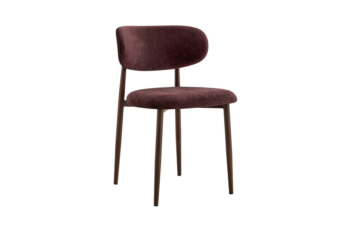 Chaise Nono – noyer, tissu mauve foncé