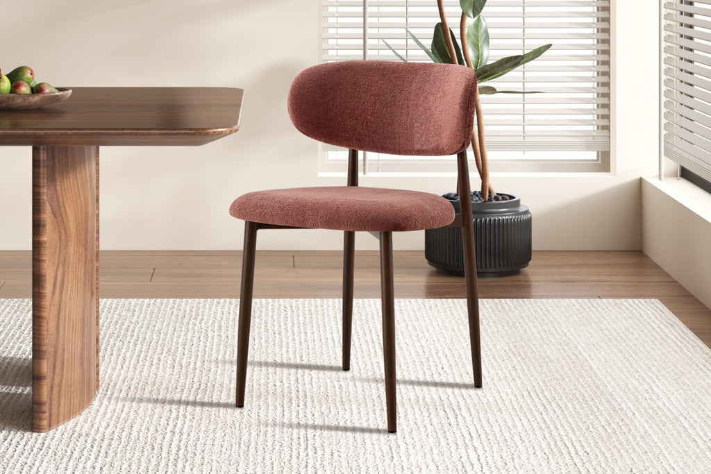 Chaise Nono – noyer, tissu rose