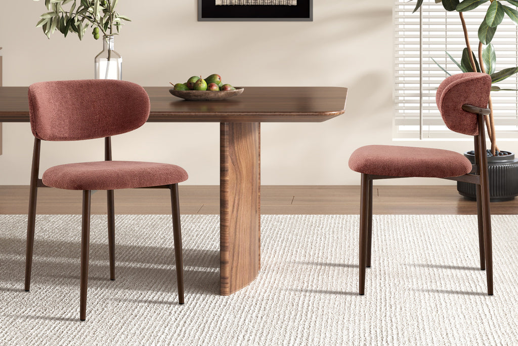 Chaise Nono – noyer, tissu rose